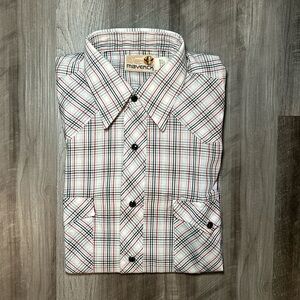 Maverick Vintage Western Long Tails Short Sleeve Pearl Snap Button - Small